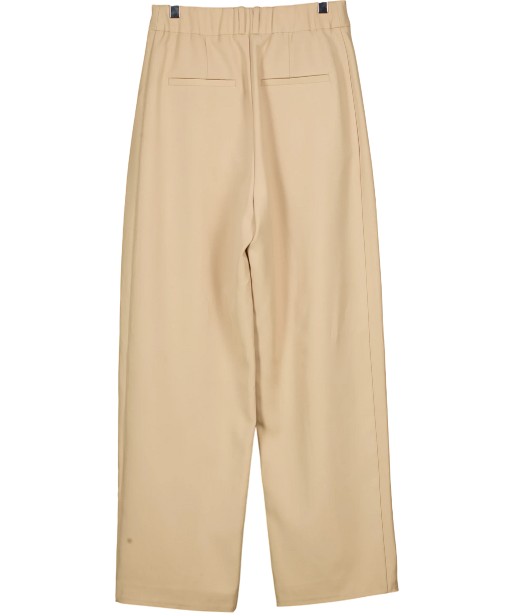 Re Ona Beige Beige Pleated Wide Leg Tailored Trousers Size XS, size UK 6 — back