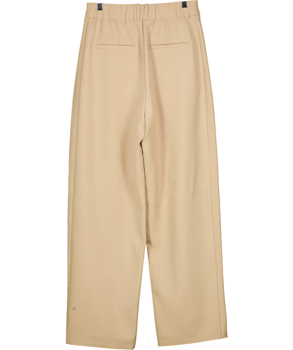 Re Ona Beige Beige Pleated Wide Leg Tailored Trousers Size XS, size UK 6 — back