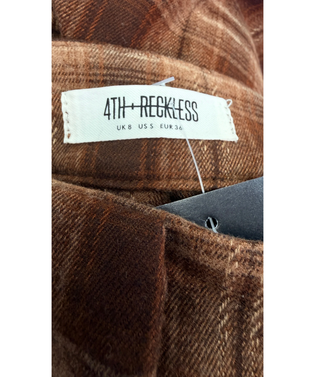 4th & Reckless Brown Tove Check Trousers Brown, size UK 8 — detail
