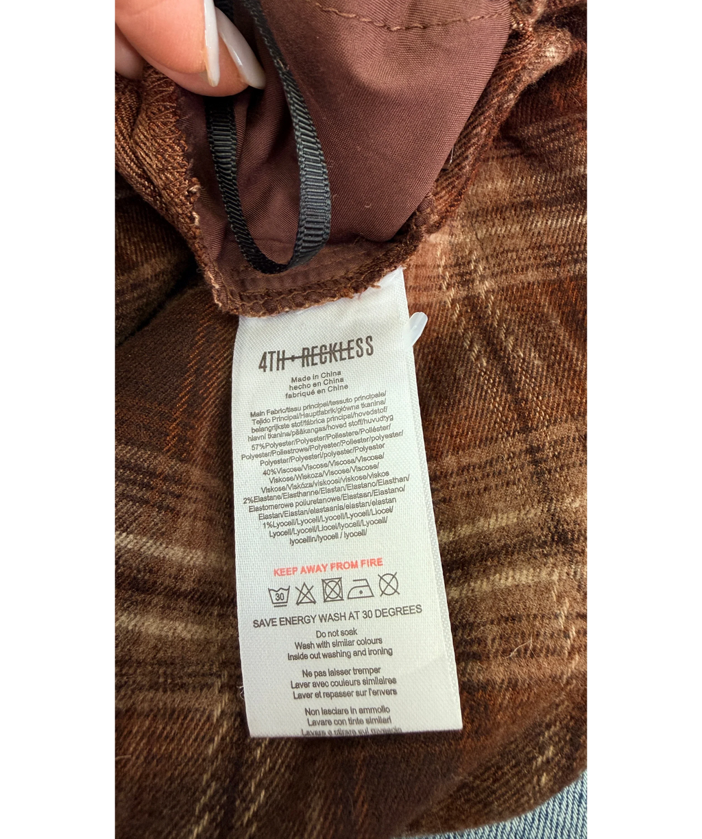 4th & Reckless Brown Tove Check Trousers Brown, size UK 8 — label