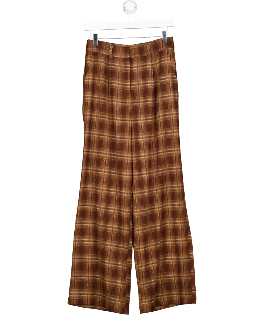 4th & Reckless Brown Tove Check Trousers Brown, size UK 8 — front