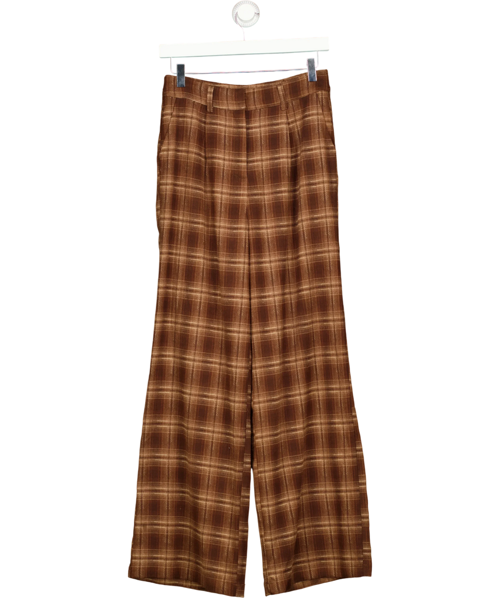 4th & Reckless Brown Tove Check Trousers Brown, size UK 8 — front