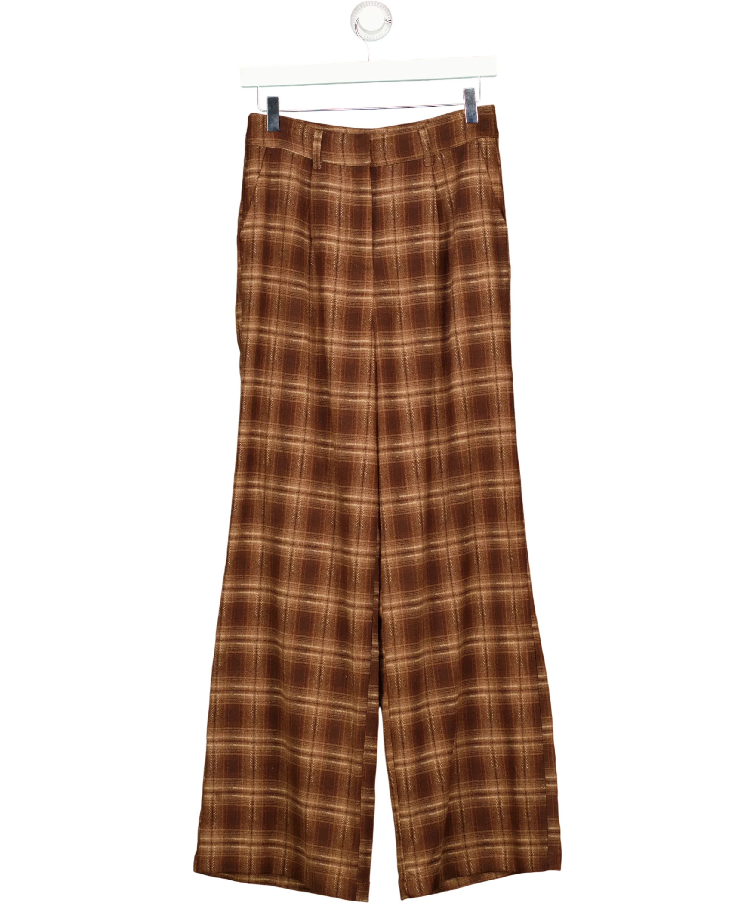 4th & Reckless Brown Tove Check Trousers Brown, size UK 8 — front