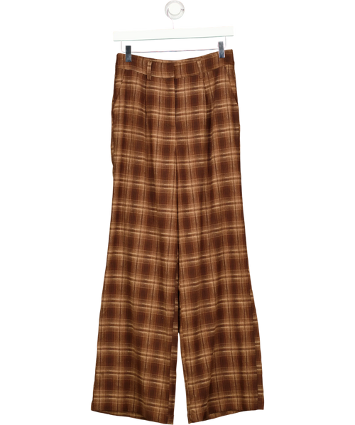 4th & Reckless Brown Tove Check Trousers Brown, size UK 8 — front