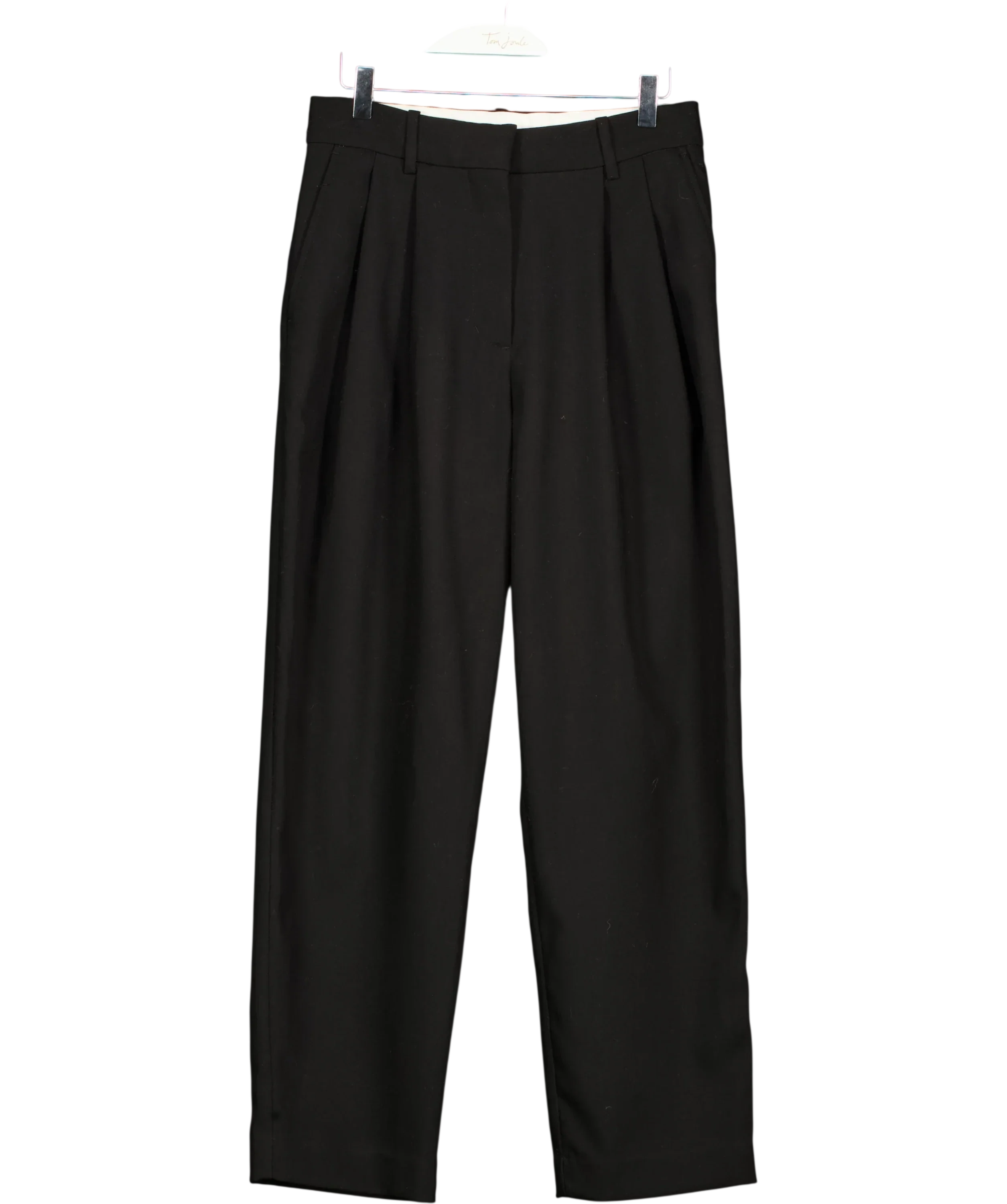 Weekday Black BLack zinc tailored loose fit trousers SZ34, size UK 6 — front
