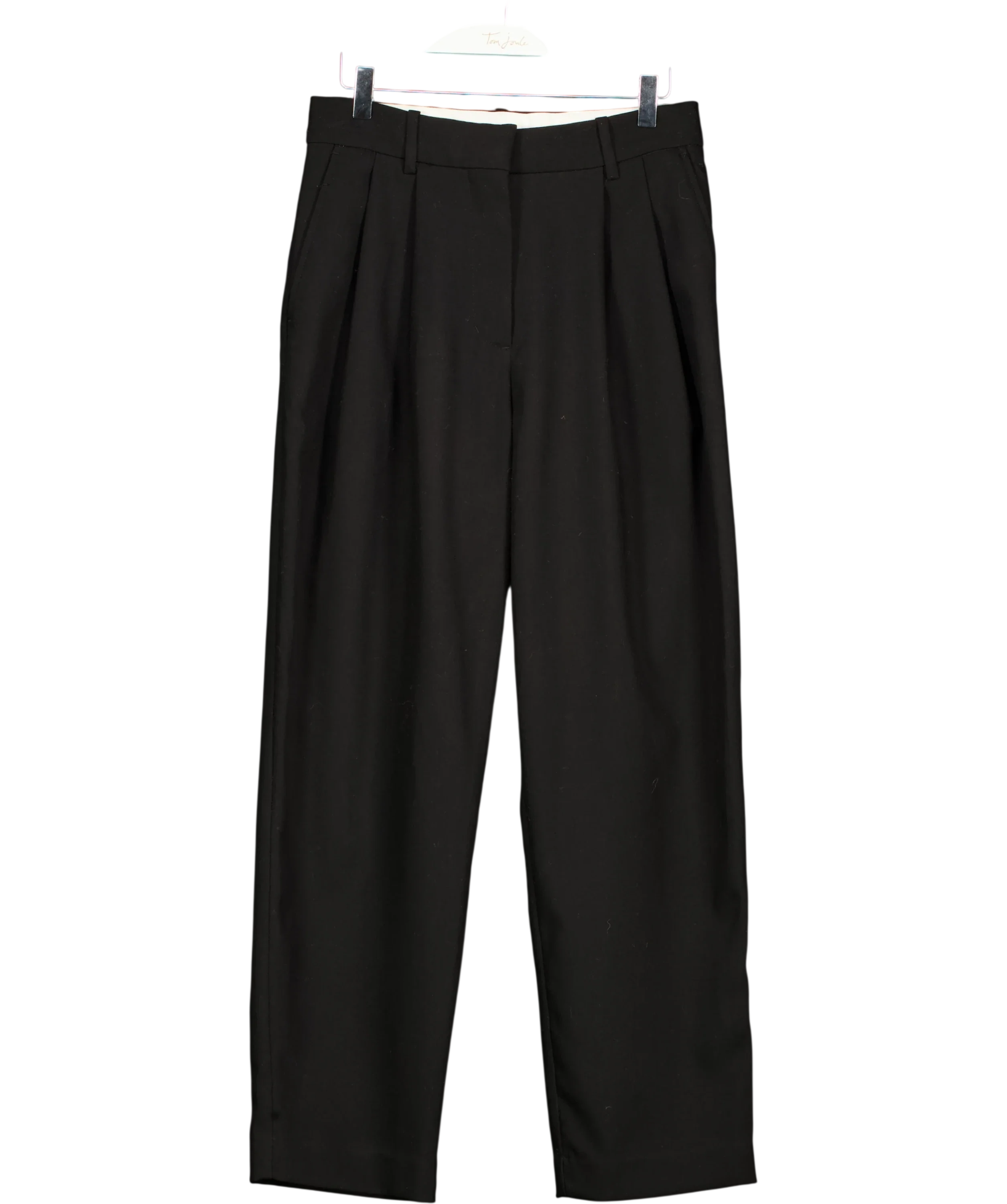 Weekday Black BLack zinc tailored loose fit trousers SZ34, size UK 6 — front