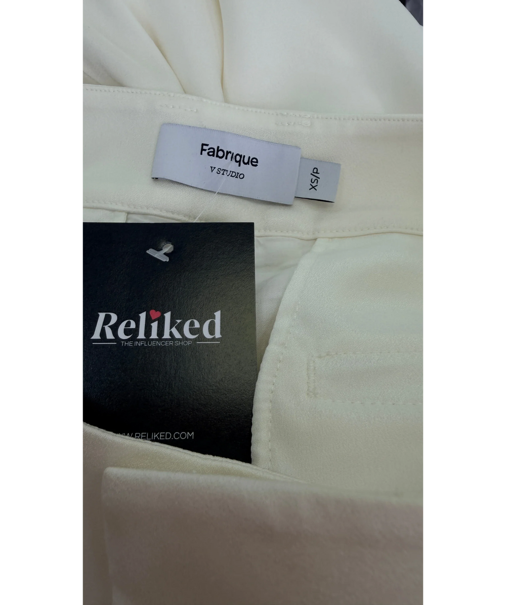 Fabrique White Kari Lace-Trim Pants Natural White, size UK XS — detail