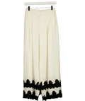 Fabrique White Kari Lace-Trim Pants Natural White, size UK XS — front