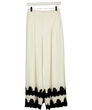 FABRIQUE Kari Lace-trim Pants Natural White UK XS
