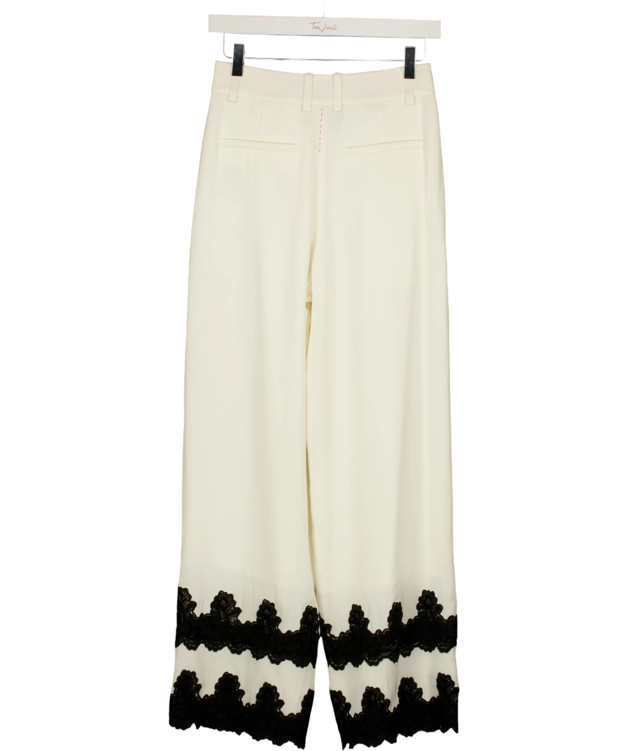 Fabrique White Kari Lace-Trim Pants Natural White, size UK XS — back
