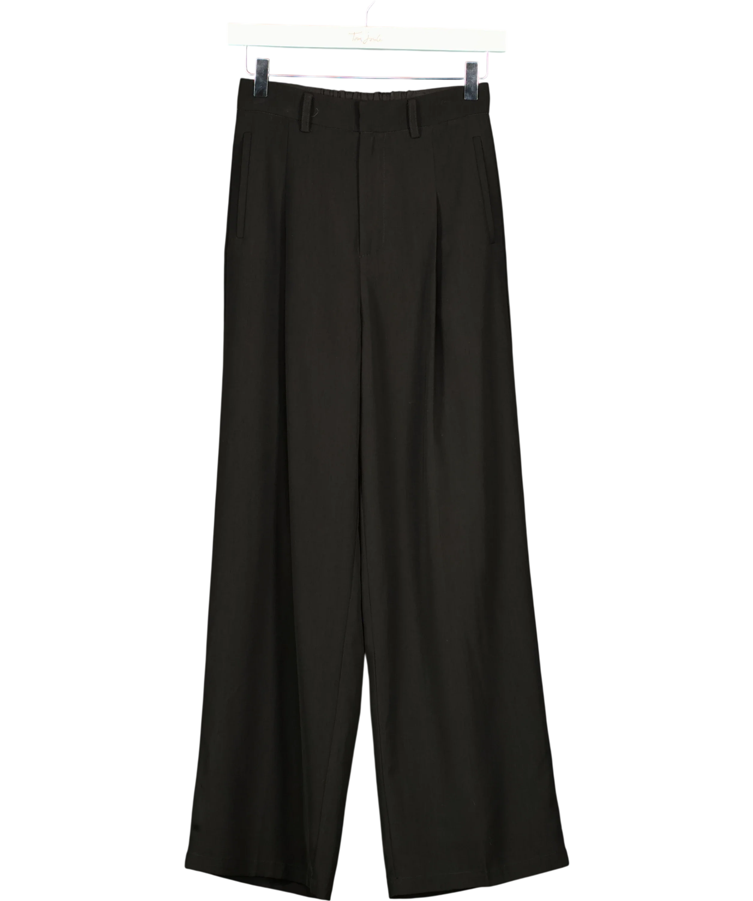 Petite Studio NYC Black Jane Pleated Wide Leg Trousers Black, size UK XS — front
