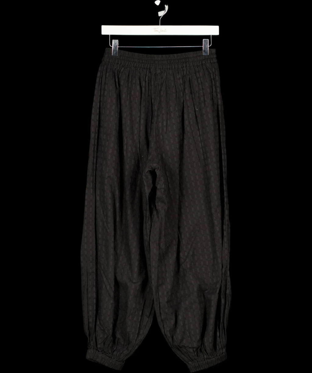 Monsoon Black Black Nora Textured Cotton Balloon Trousers, size UK S — label