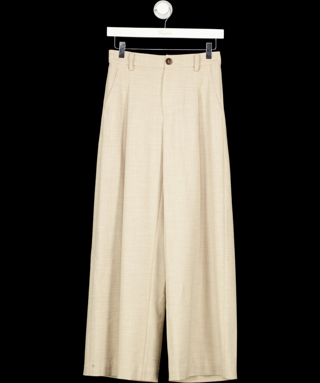 Fabrique Beige ESSENTIAL Solo Baggy Pants in Linen Style Blend, size UK XS — label