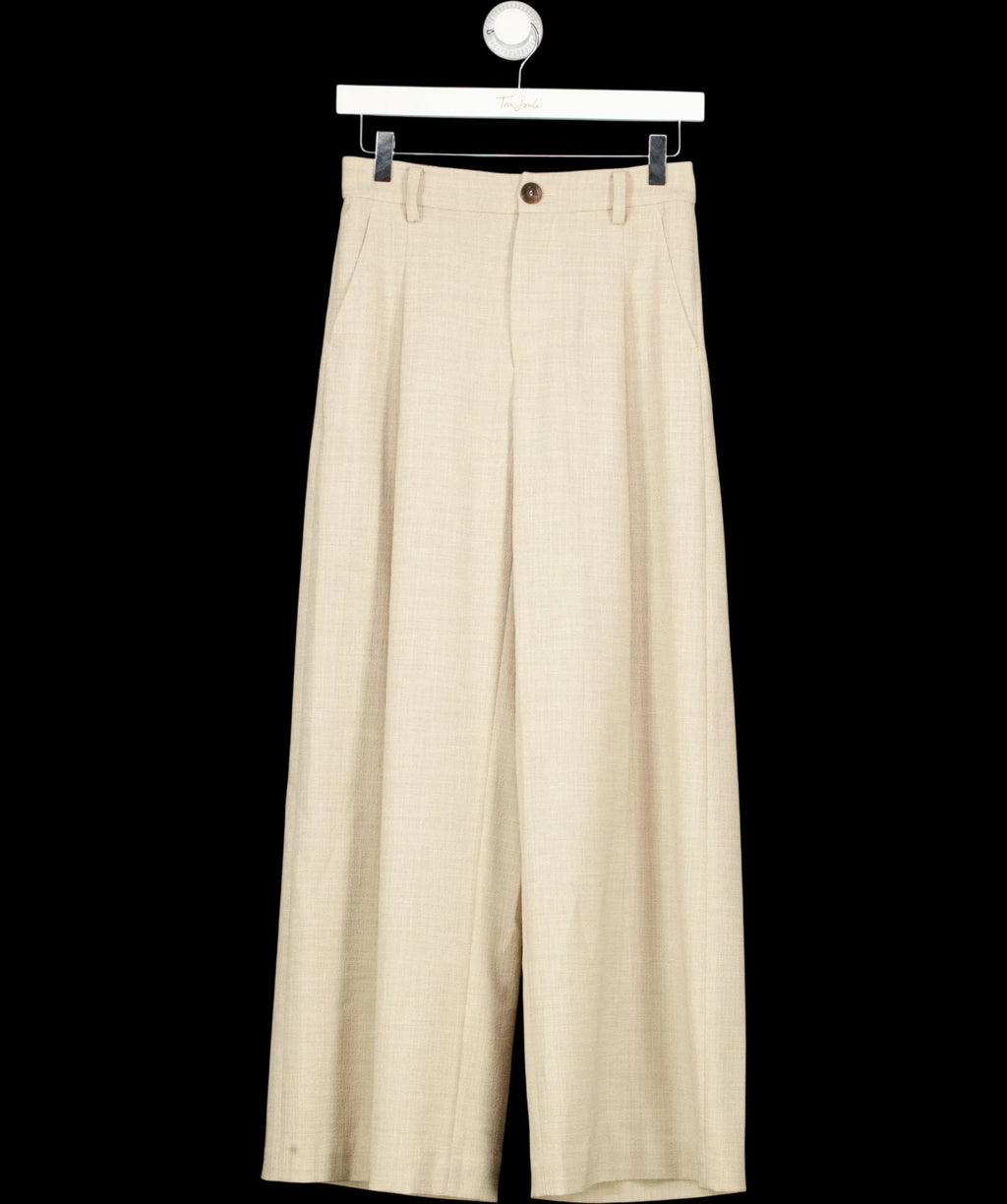 Fabrique Beige ESSENTIAL Solo Baggy Pants in Linen Style Blend, size UK XS — label