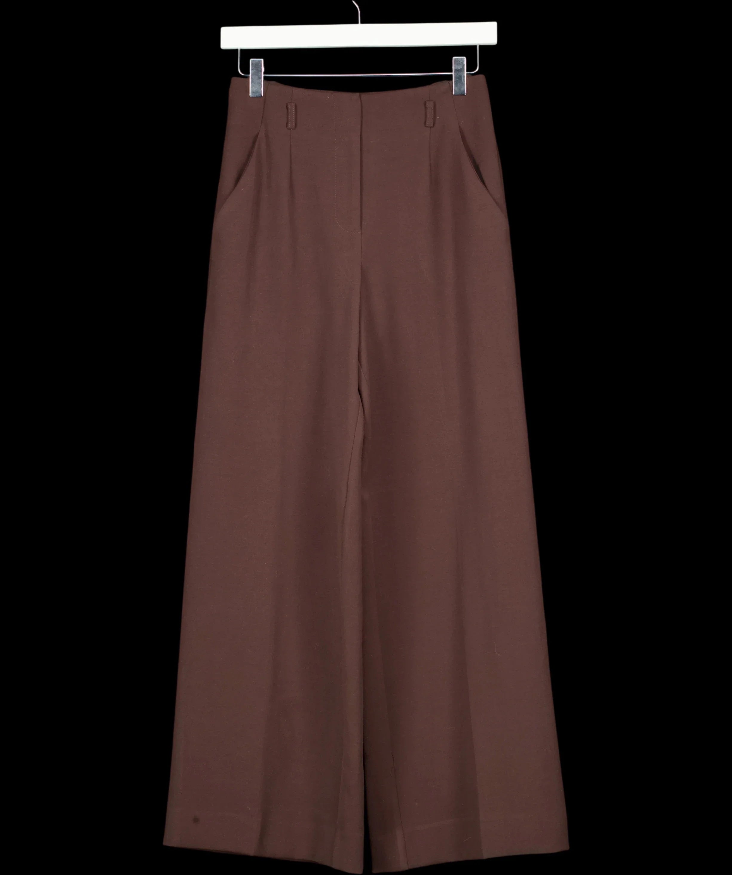 FOREVER NEW Brown Petite Wide Leg Trousers Chocolate, size UK 6 — detail