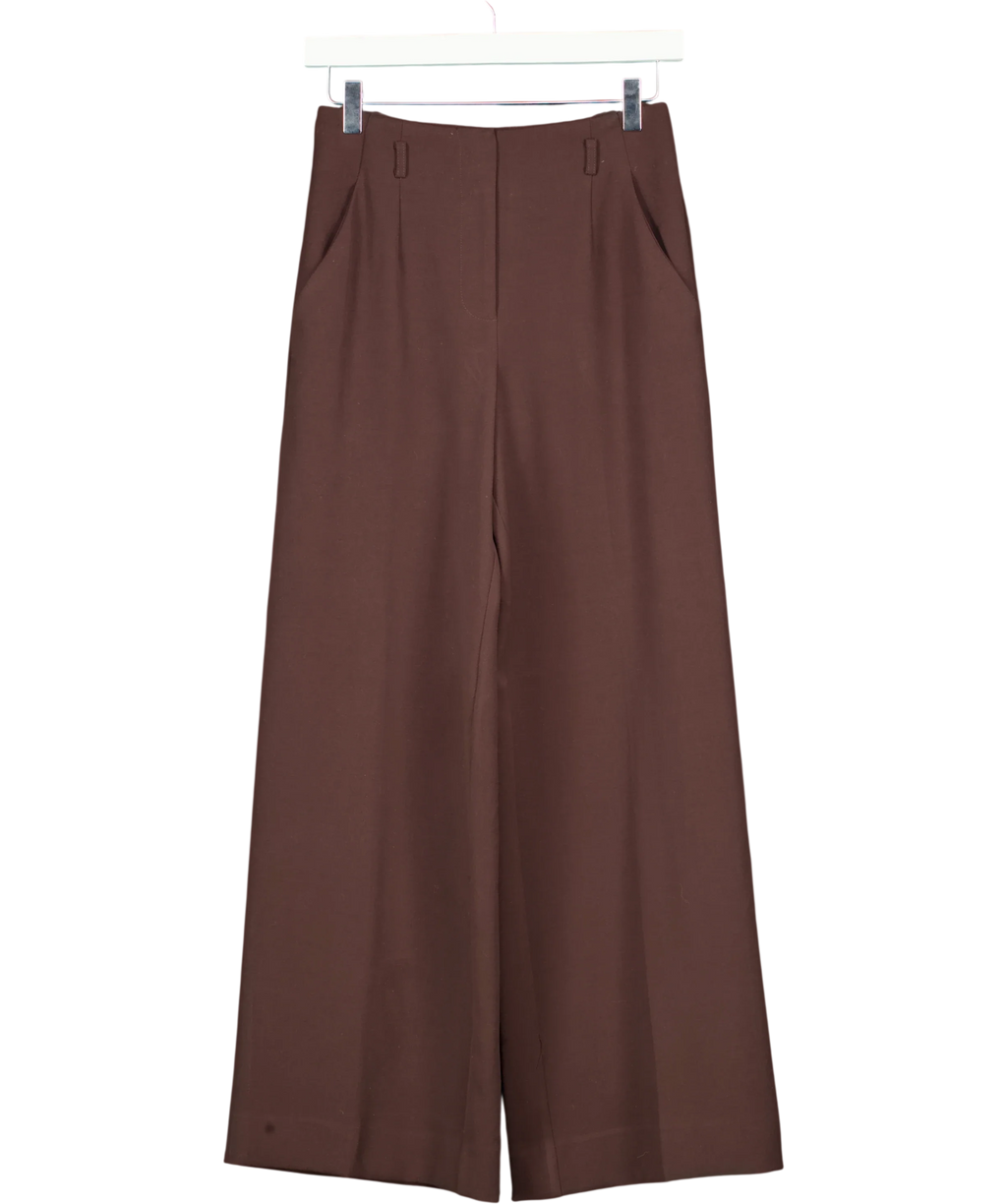 FOREVER NEW Brown Petite Wide Leg Trousers Chocolate, size UK 6 — front