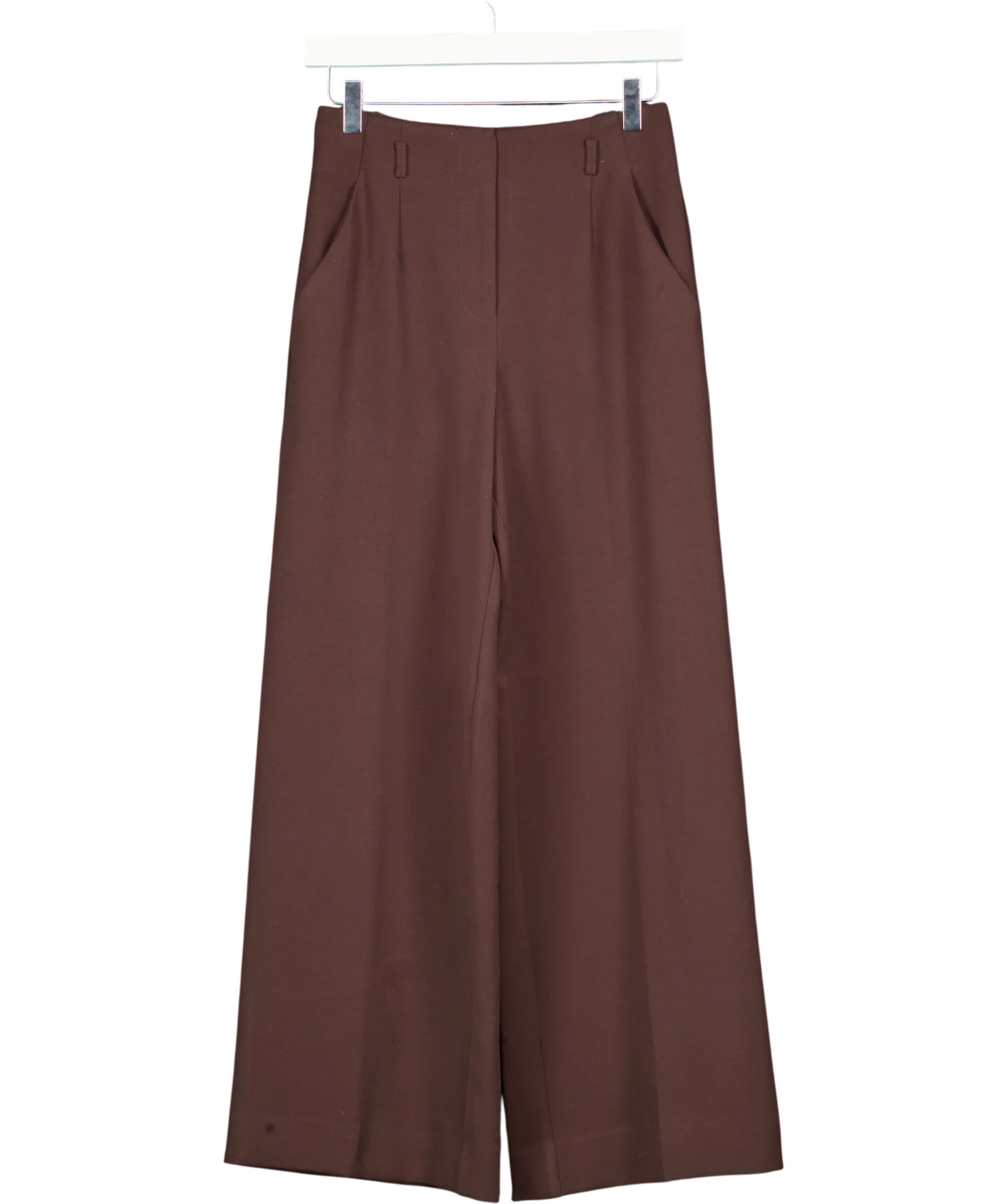 FOREVER NEW Brown Petite Wide Leg Trousers Chocolate, size UK 6 — front