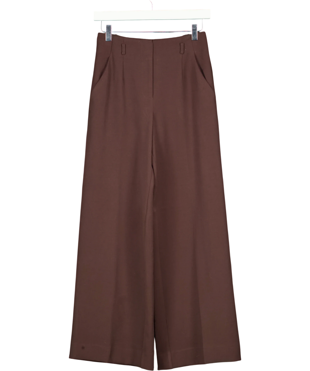 FOREVER NEW Brown Petite Wide Leg Trousers Chocolate, size UK 6 — front
