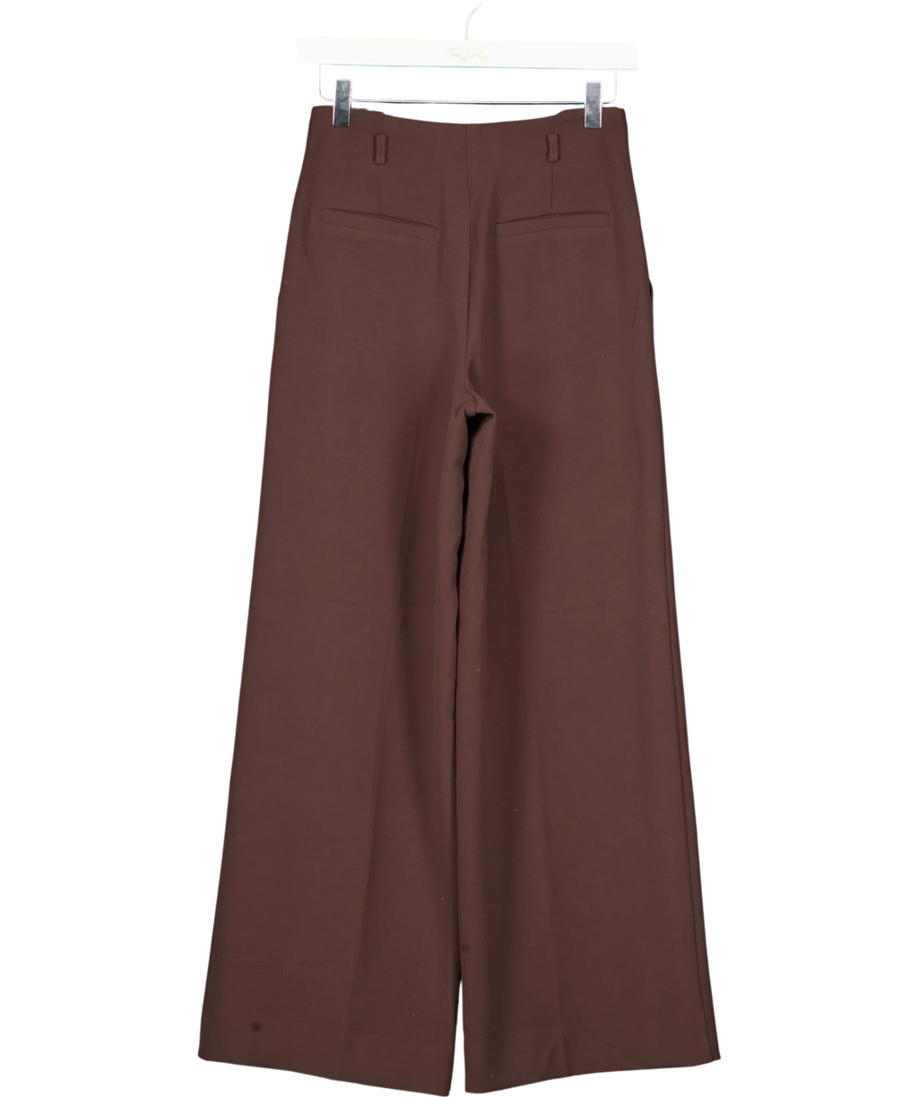 FOREVER NEW Brown Petite Wide Leg Trousers Chocolate, size UK 6 — back