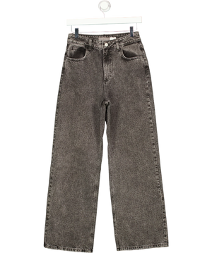 Mint Velvet Textured Diamante Embellished Wide Leg Jeans Grey UK 8