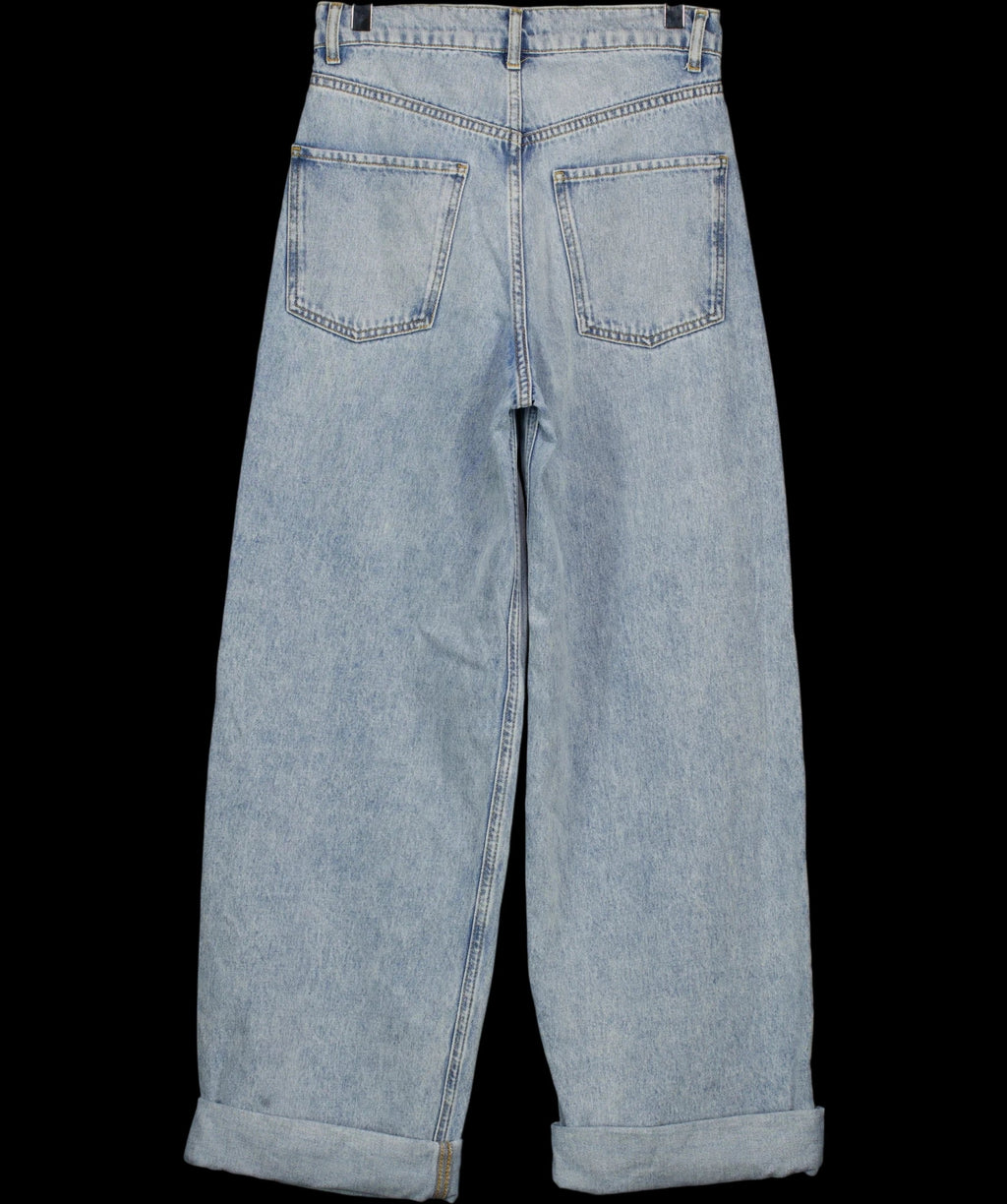 Albaray Blue Full Length Wide Leg Jeans Light Wash, size UK 8 — label