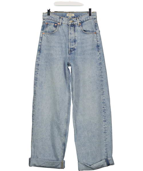 Albaray Blue Full Length Wide Leg Jeans Light Wash, size UK 8 — front