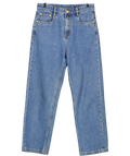 MO&Co. Blue CROPPED High Waisted Straight Leg Jeans Mid Blue, size W27 — front