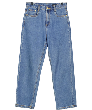 MO&Co. Cropped High Waisted Straight Leg Jeans Mid Blue W27