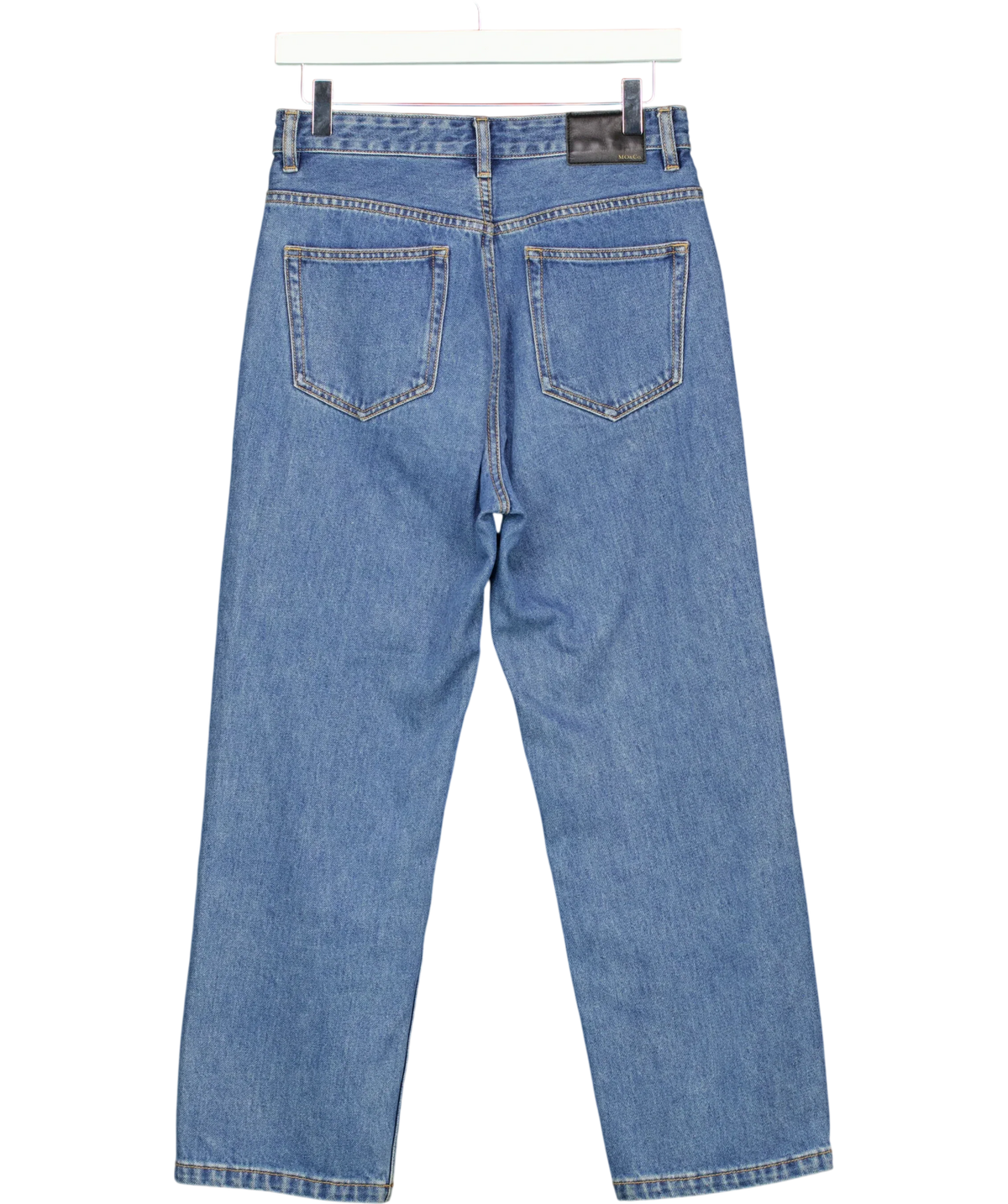 MO&Co. Blue CROPPED High Waisted Straight Leg Jeans Mid Blue, size W27 — back