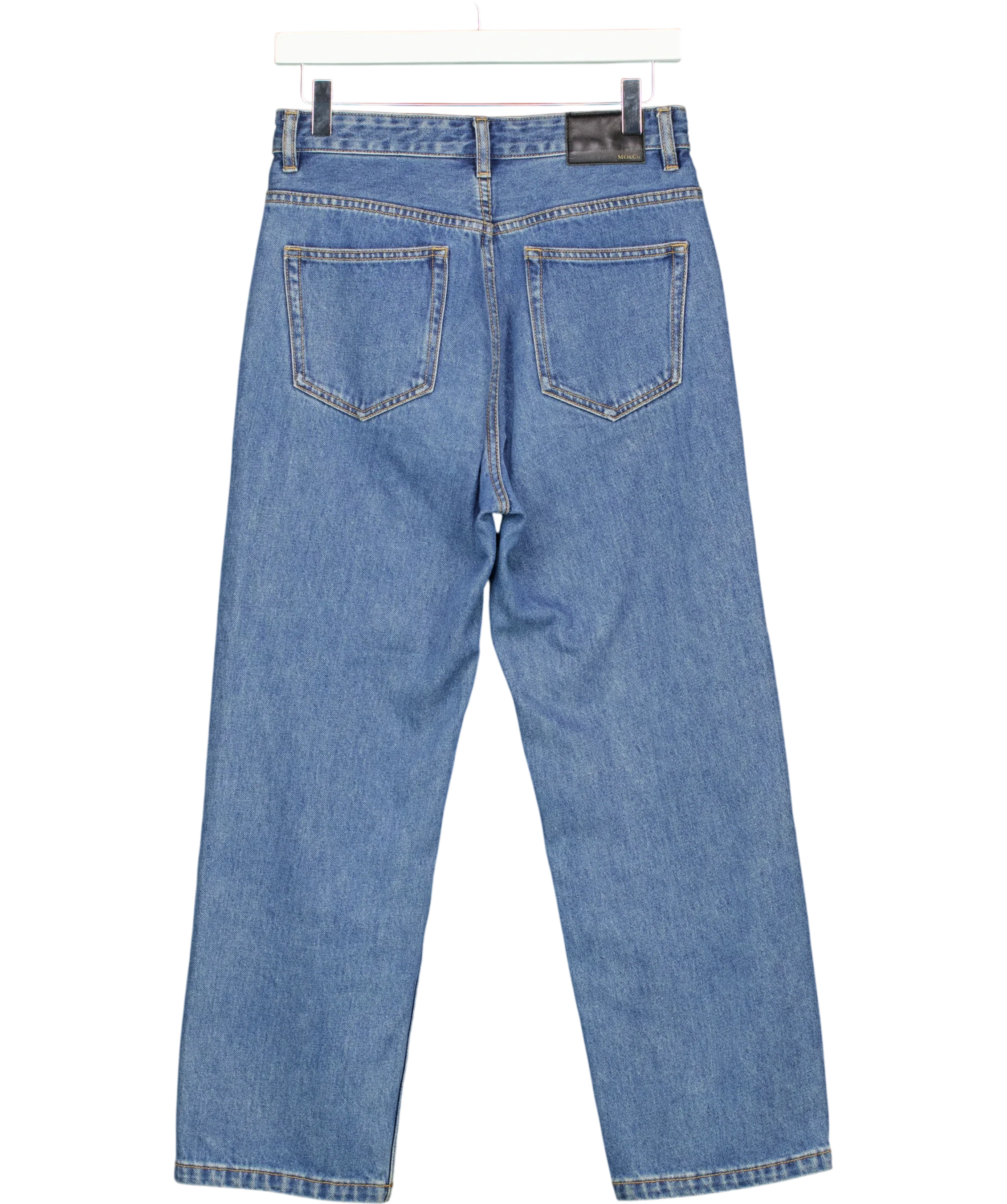 MO&Co. Blue CROPPED High Waisted Straight Leg Jeans Mid Blue, size W27 — back
