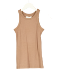 WAT. THE BRAND Beige Ribbed Racer Tank Top Toffee Beige, size UK XS — front