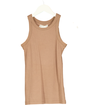 WAT. THE BRAND Ribbed Racer Tank Top Toffee Beige UK XS