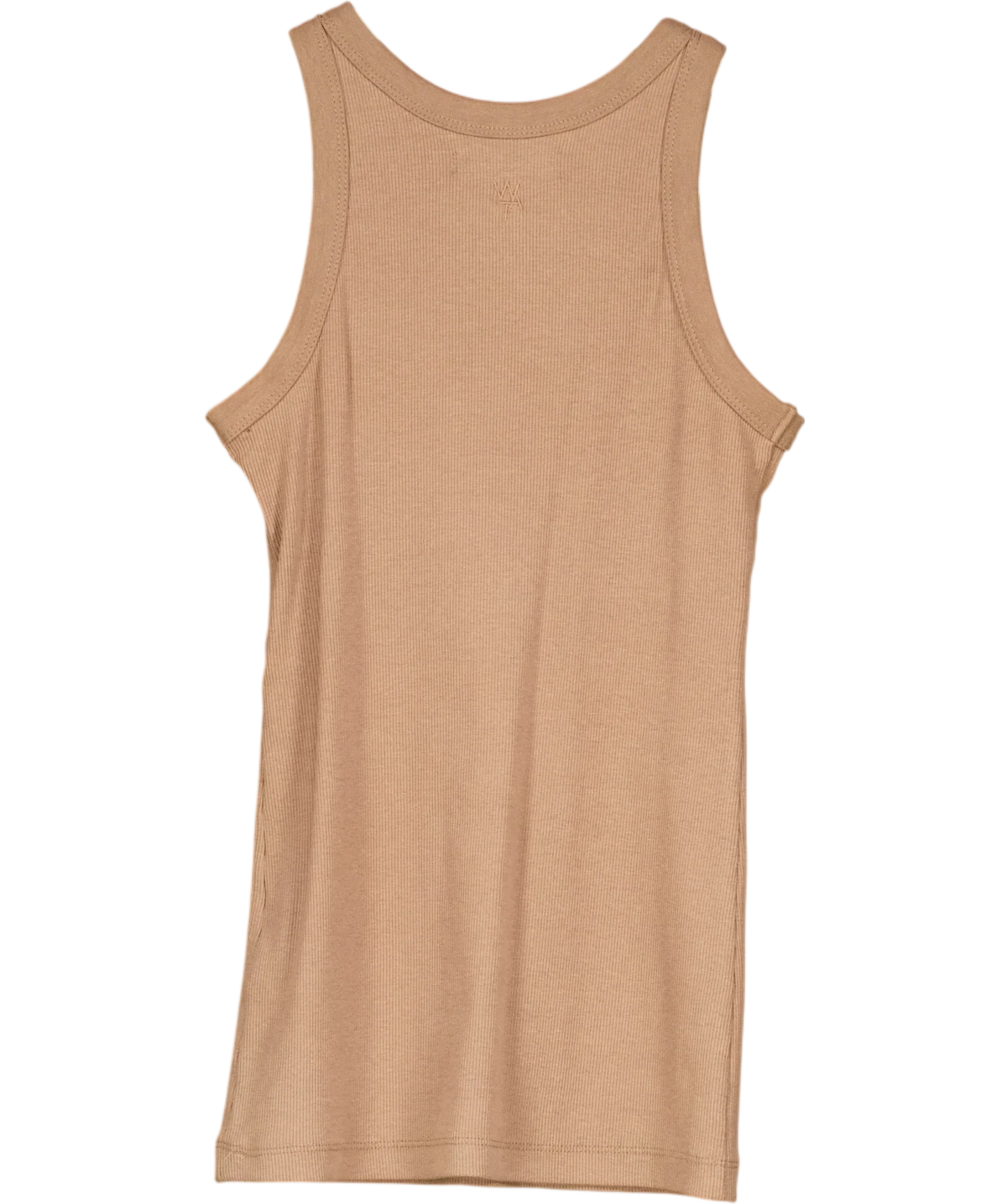 WAT. THE BRAND Beige Ribbed Racer Tank Top Toffee Beige, size UK XS — back