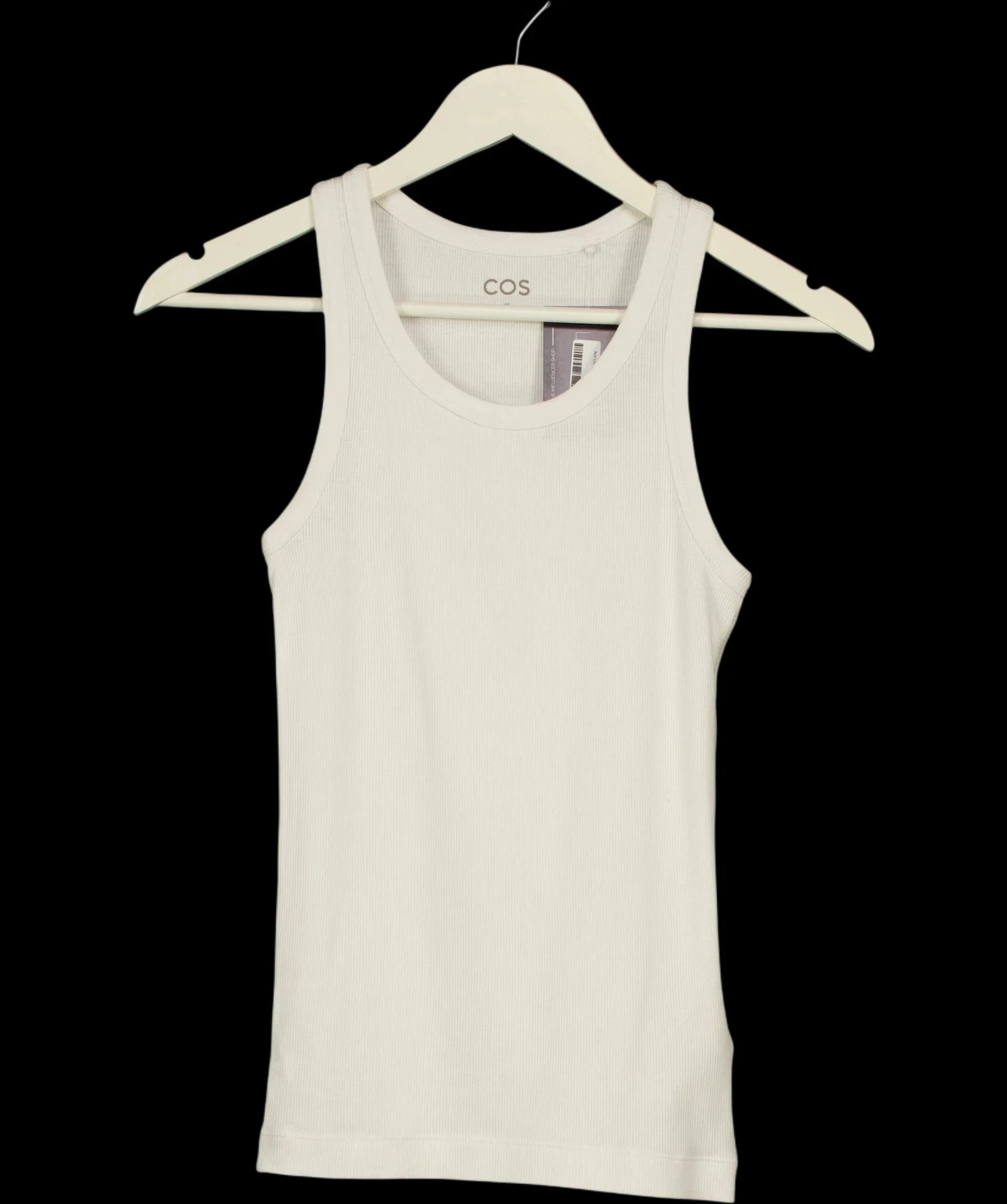 cos White Organic Cotton Ribbed Tank Top White, size UK XS — detail