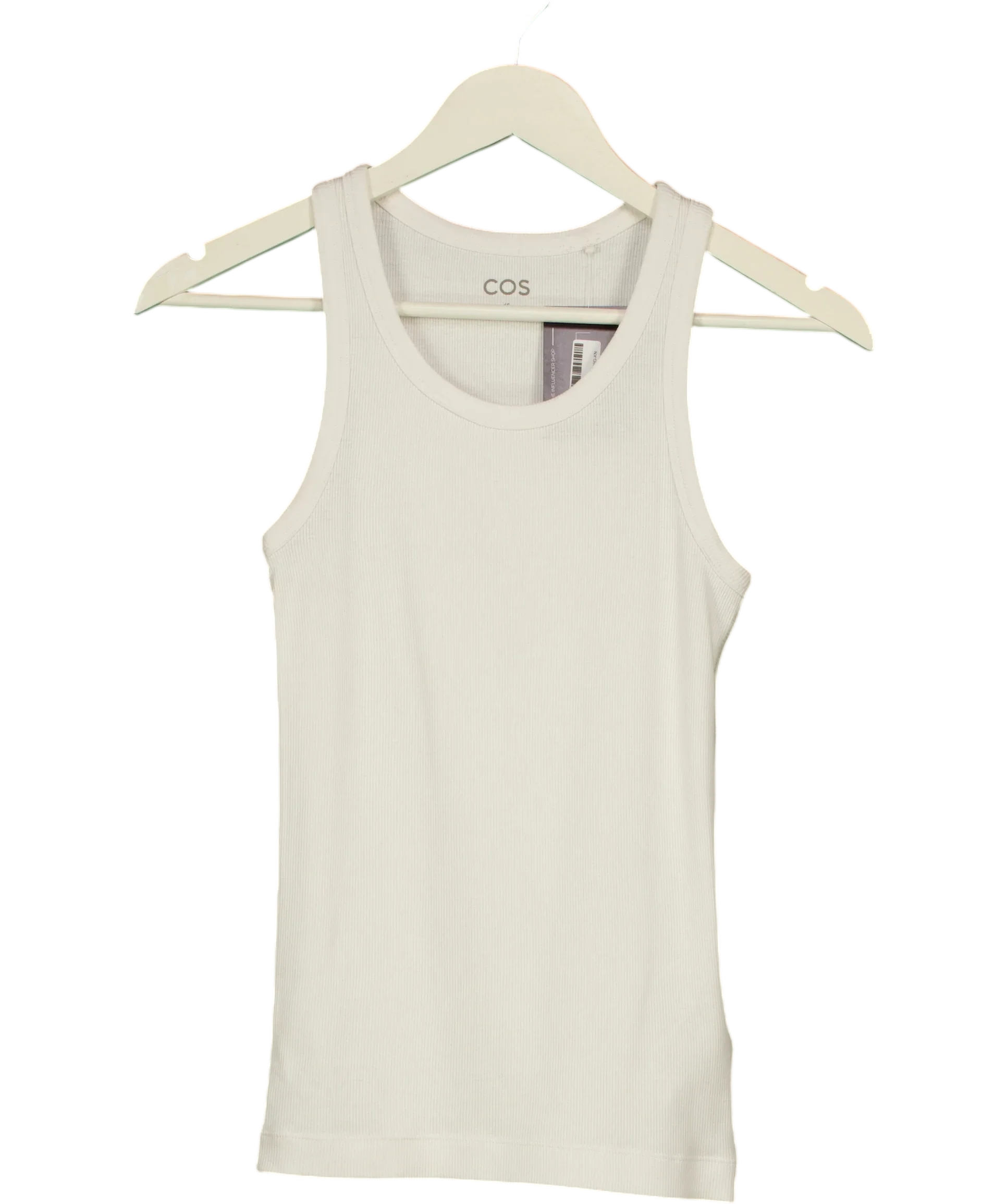 cos White Organic Cotton Ribbed Tank Top White, size UK XS — front