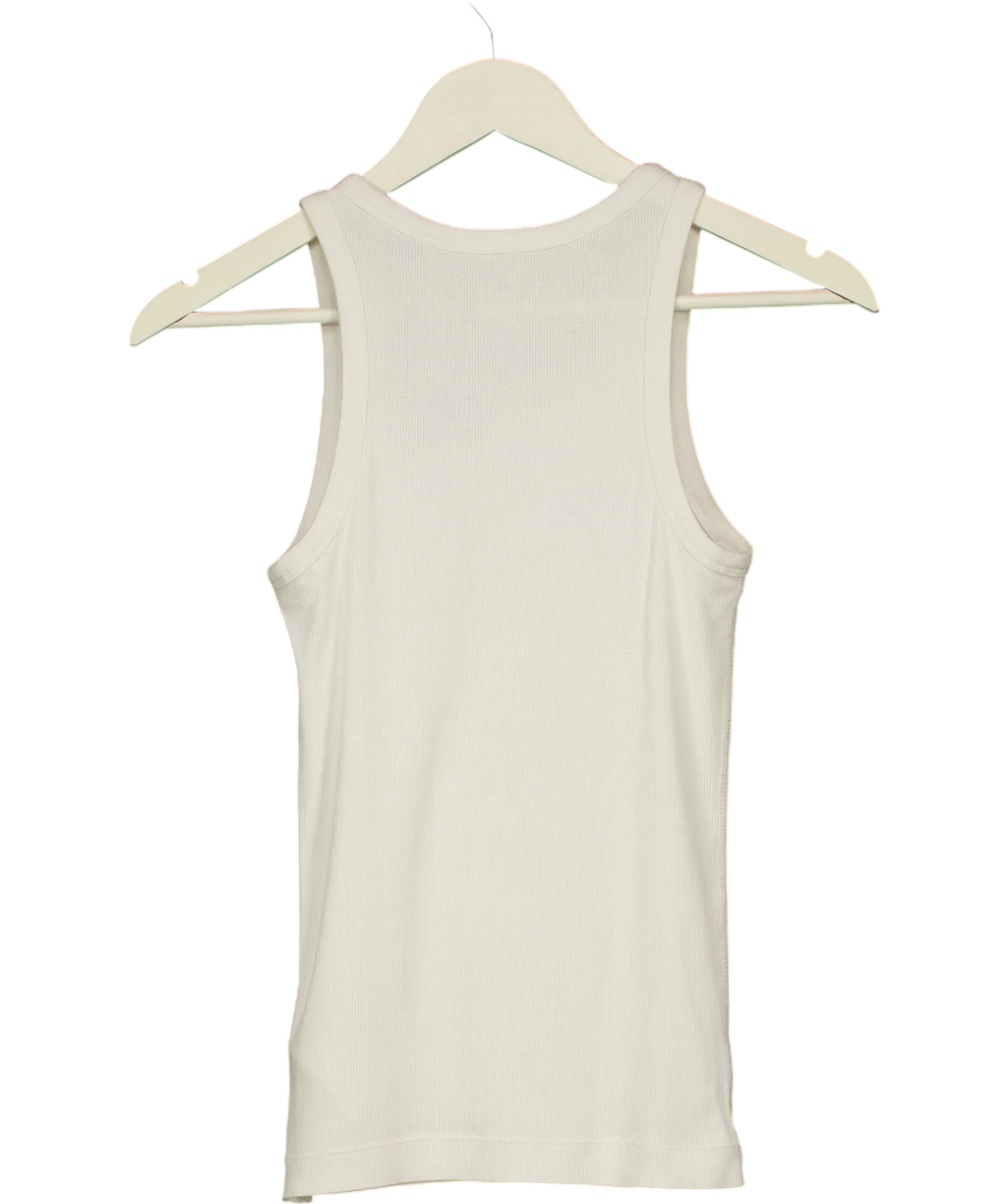 cos White Organic Cotton Ribbed Tank Top White, size UK XS — back