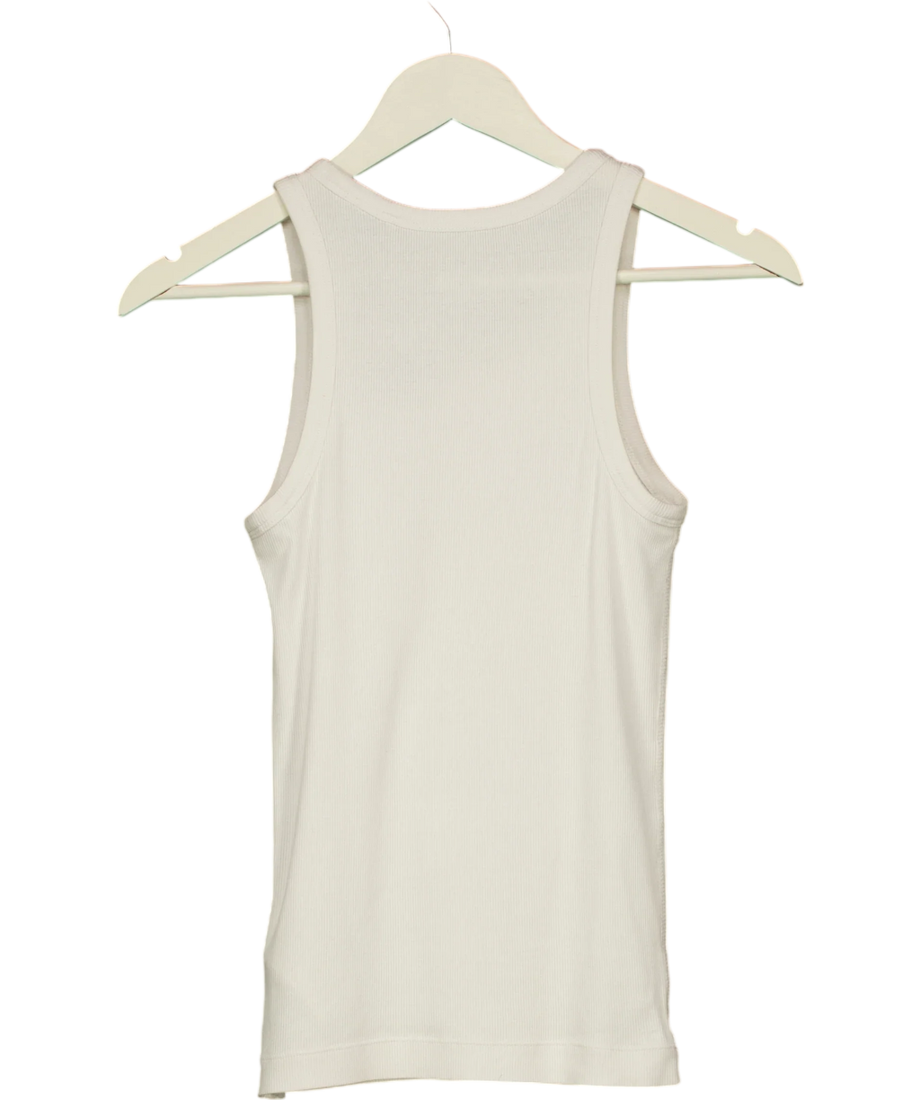 cos White Organic Cotton Ribbed Tank Top White, size UK XS — back