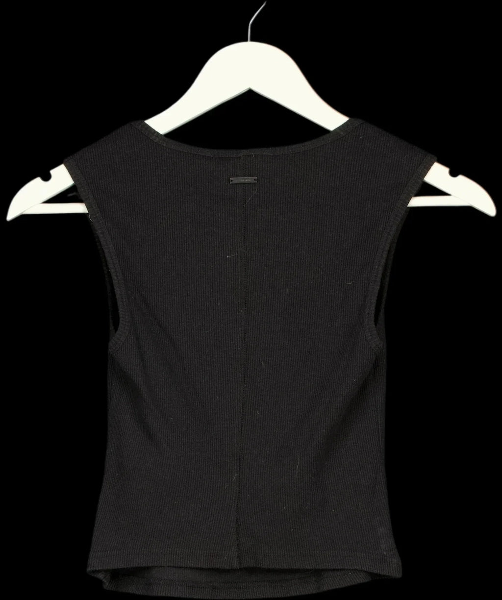 ALLSAINTS Black Tamie Square Neck Ribbed Tank Top Black, size UK 8 — label