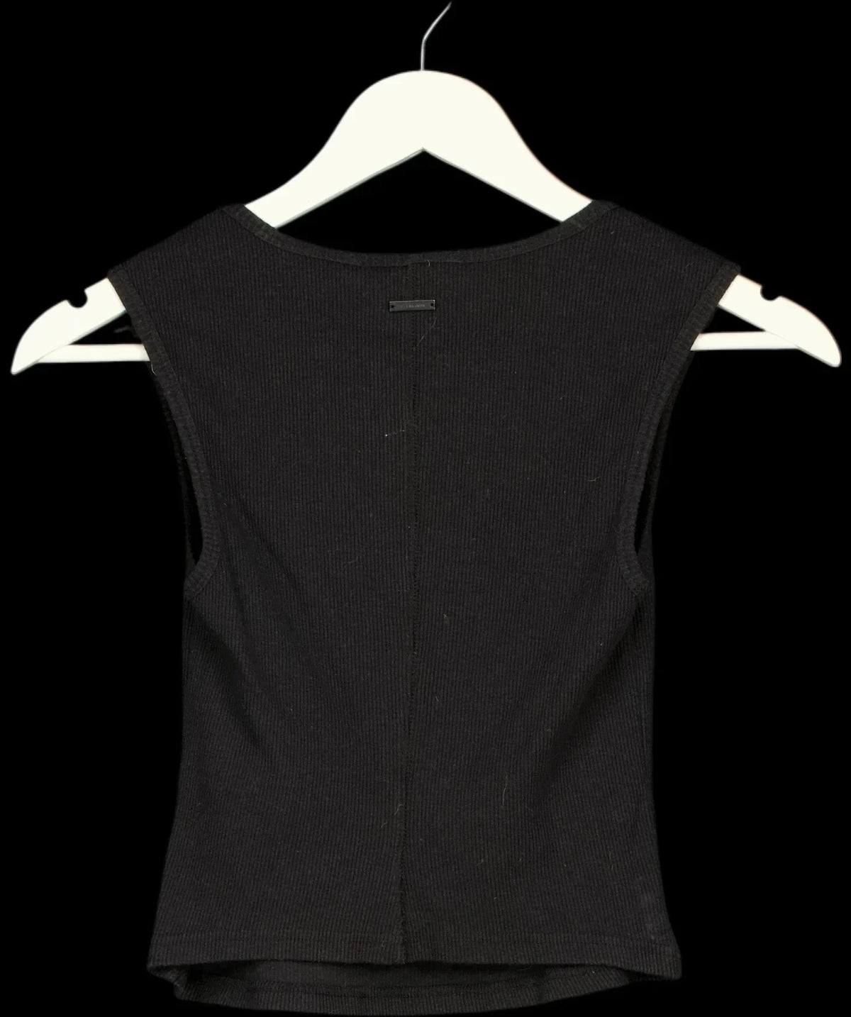 ALLSAINTS Black Tamie Square Neck Ribbed Tank Top Black, size UK 8 — label