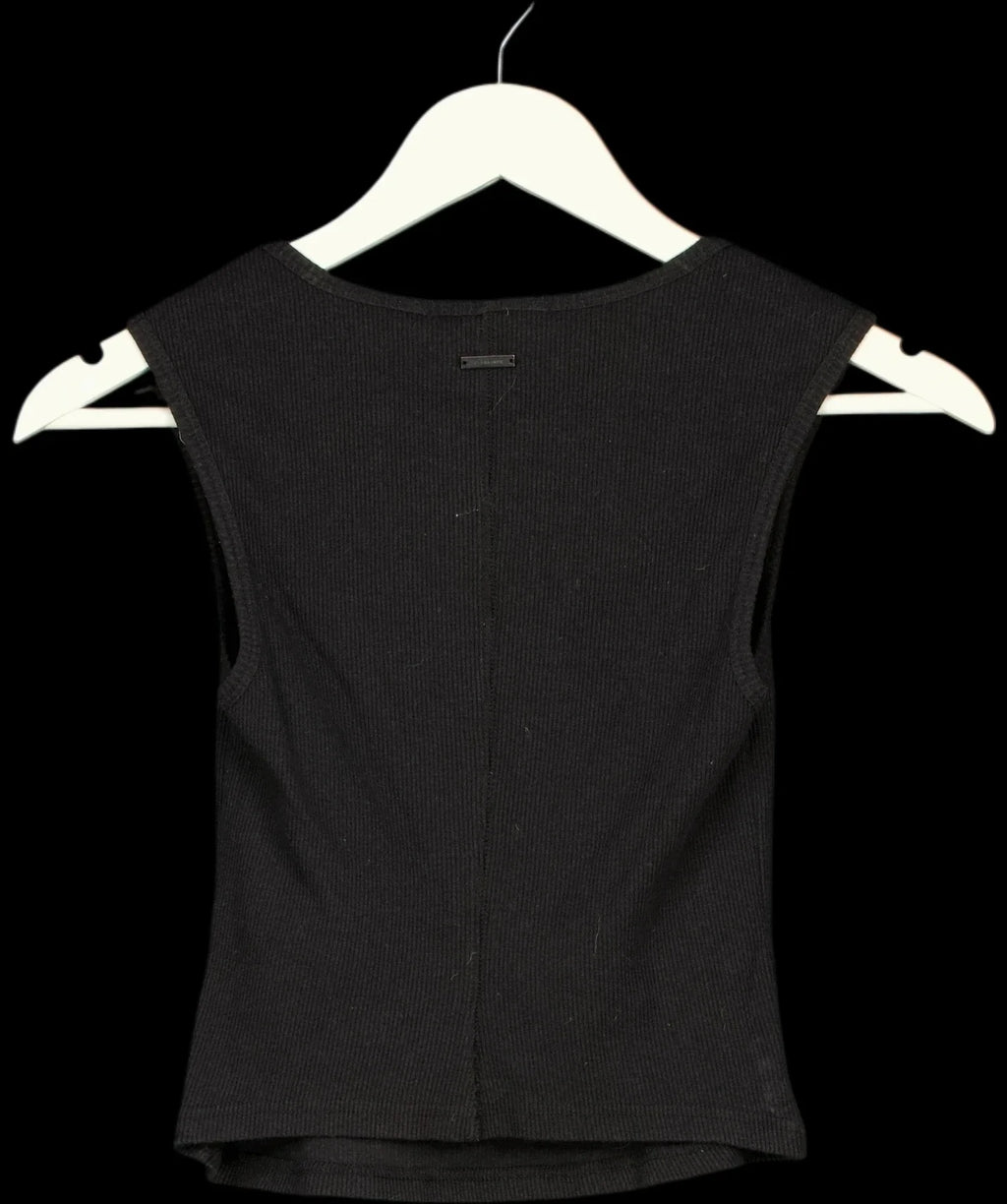 ALLSAINTS Black Tamie Square Neck Ribbed Tank Top Black, size UK 8 — label