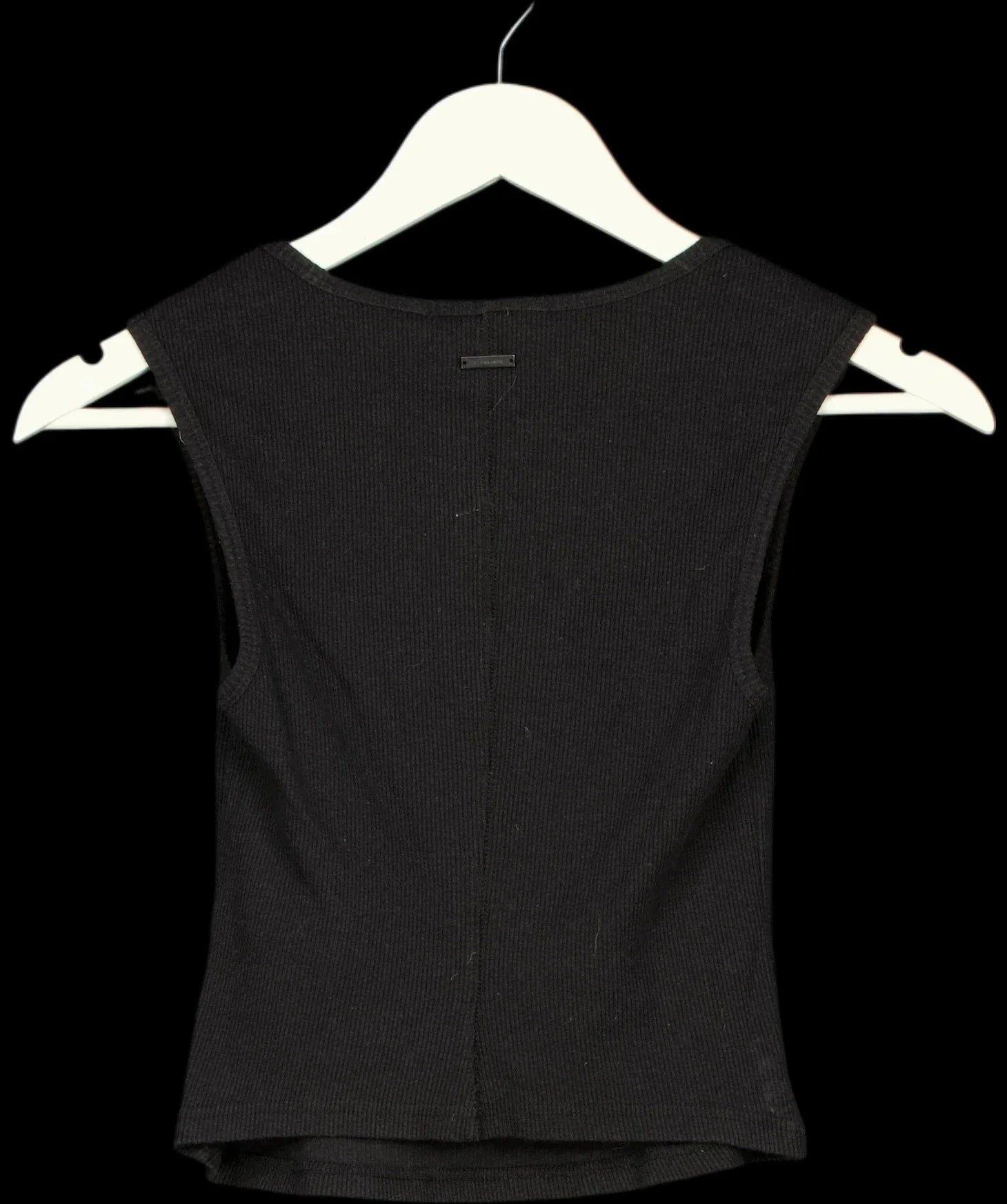 ALLSAINTS Black Tamie Square Neck Ribbed Tank Top Black, size UK 8 — label