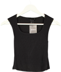 ALLSAINTS Black Tamie Square Neck Ribbed Tank Top Black, size UK 8 — front
