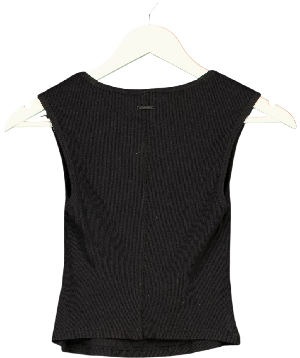 ALLSAINTS Black Tamie Square Neck Ribbed Tank Top Black, size UK 8 — back