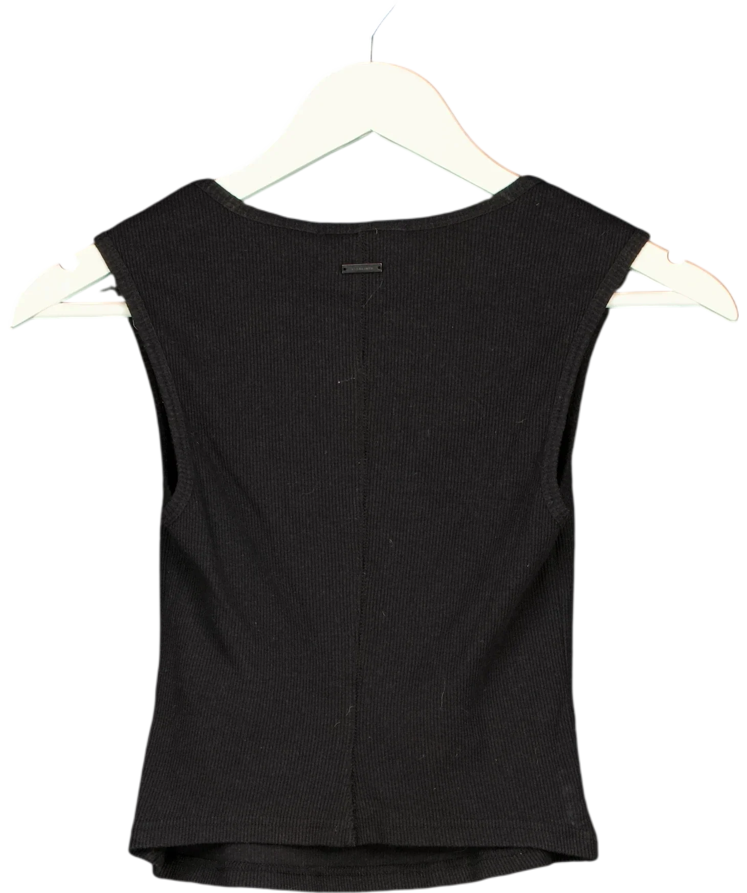 ALLSAINTS Black Tamie Square Neck Ribbed Tank Top Black, size UK 8 — back