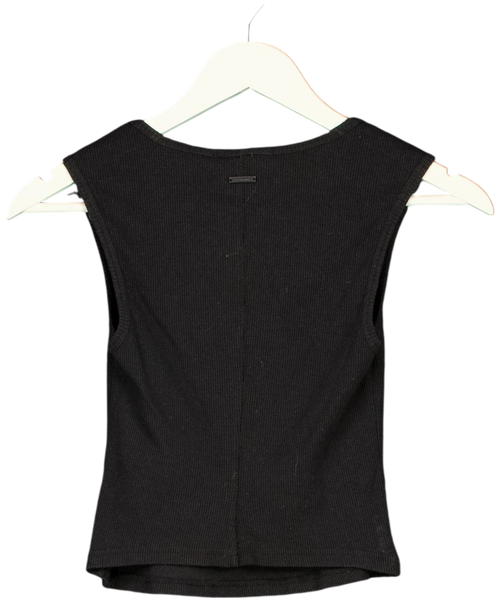 ALLSAINTS Black Tamie Square Neck Ribbed Tank Top Black, size UK 8 — back