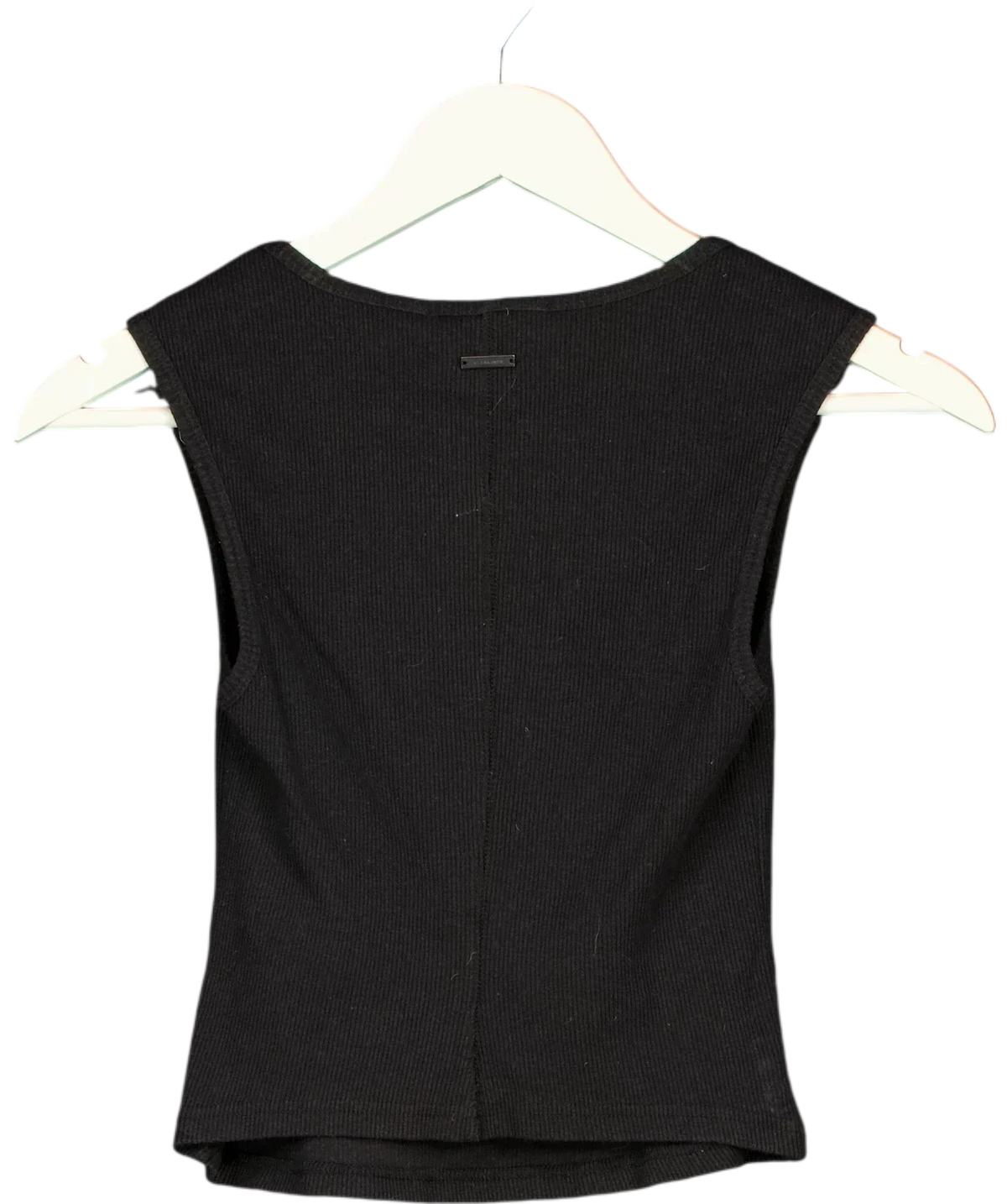 ALLSAINTS Black Tamie Square Neck Ribbed Tank Top Black, size UK 8 — back
