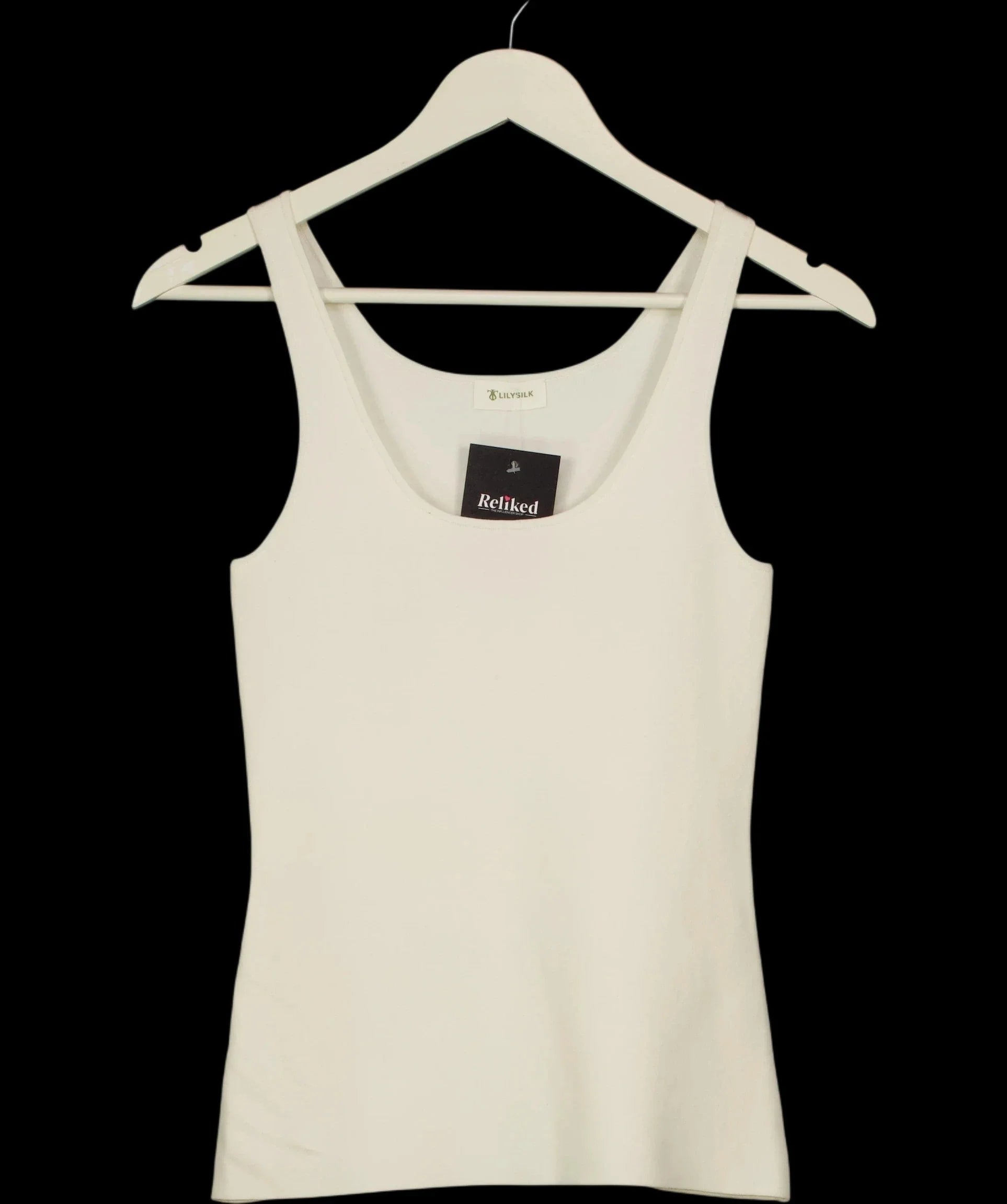 LILYSILK Cream Milano Knit Silk Viscose Tank Top, size UK S — detail