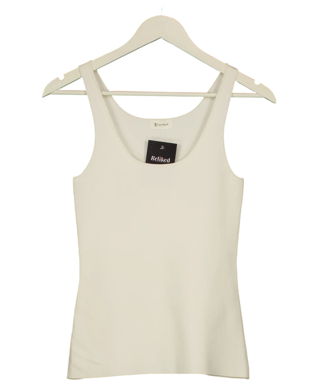 LILYSILK Cream Milano Knit Silk Viscose Tank Top, size UK S — front