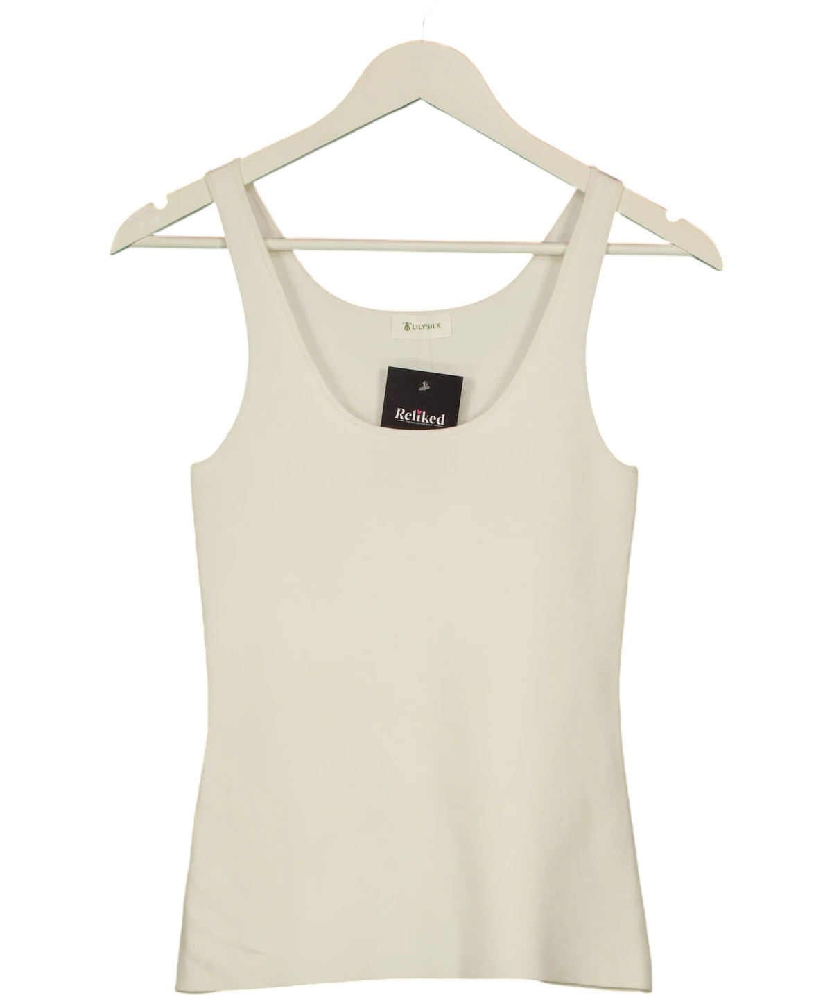 LILYSILK Cream Milano Knit Silk Viscose Tank Top, size UK S — front