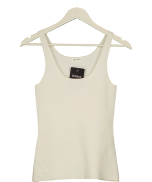 LILYSILK Cream Milano Knit Silk Viscose Tank Top UK S